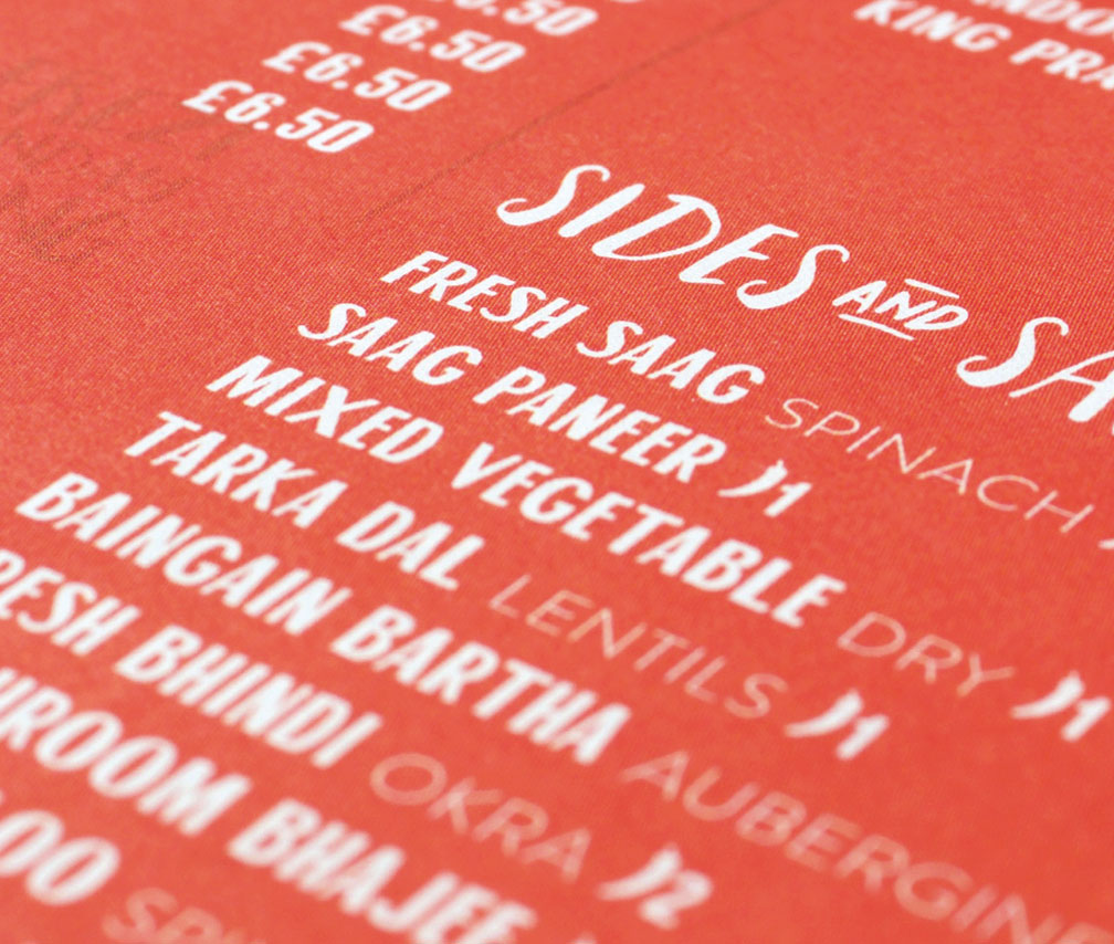 menu typography