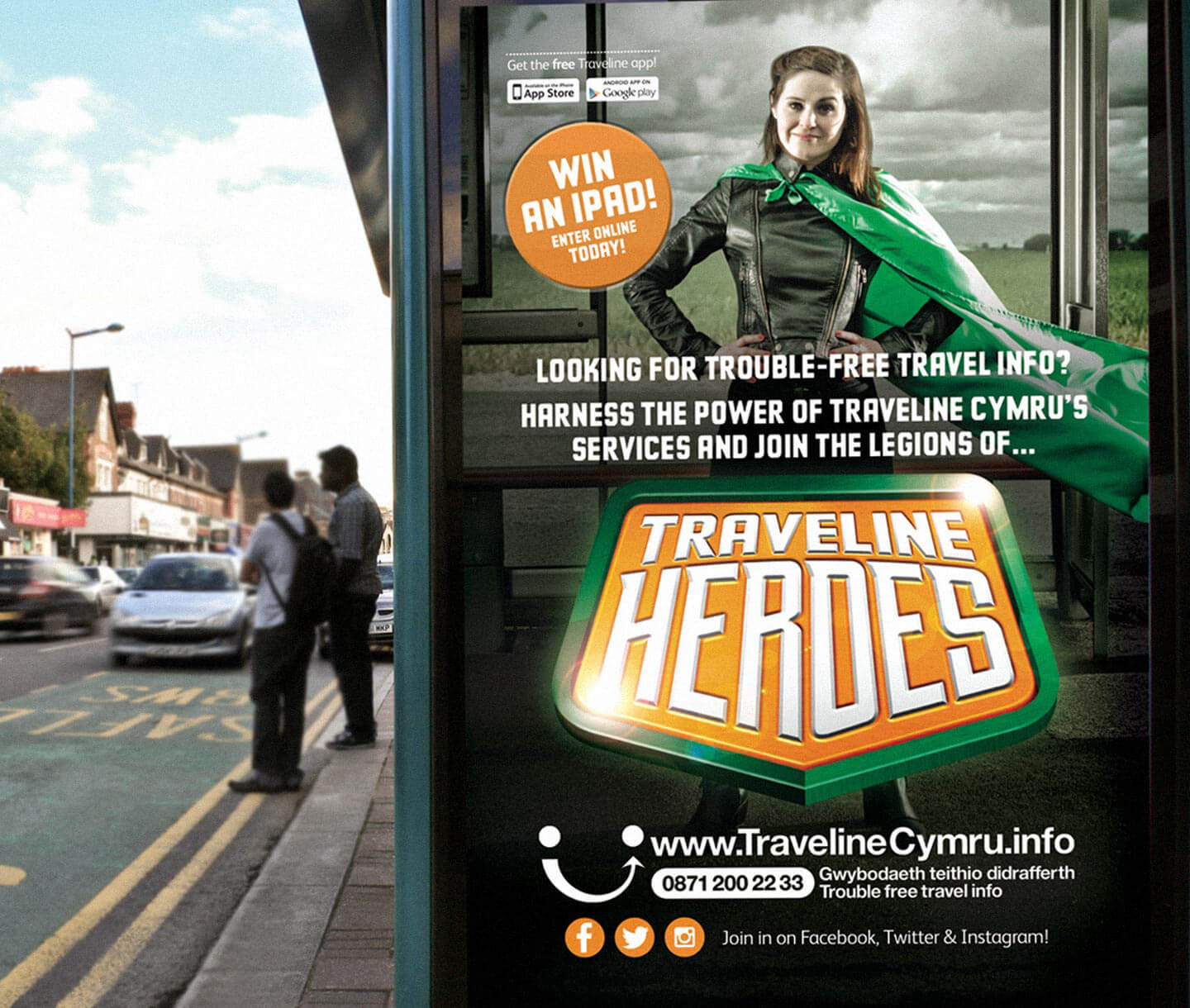 Traveline heroes bus shelter advertising cardiff