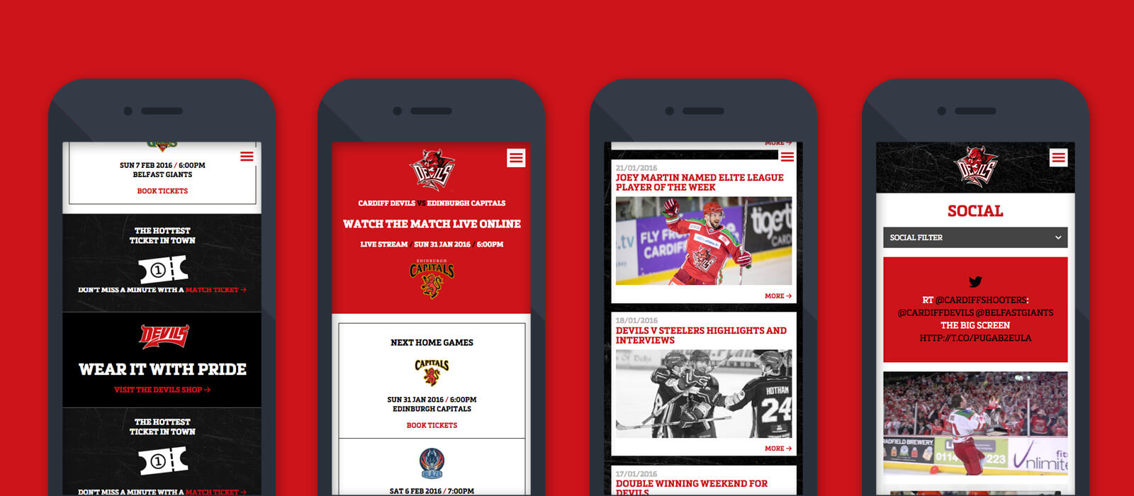 Cardiff Devils mobile design