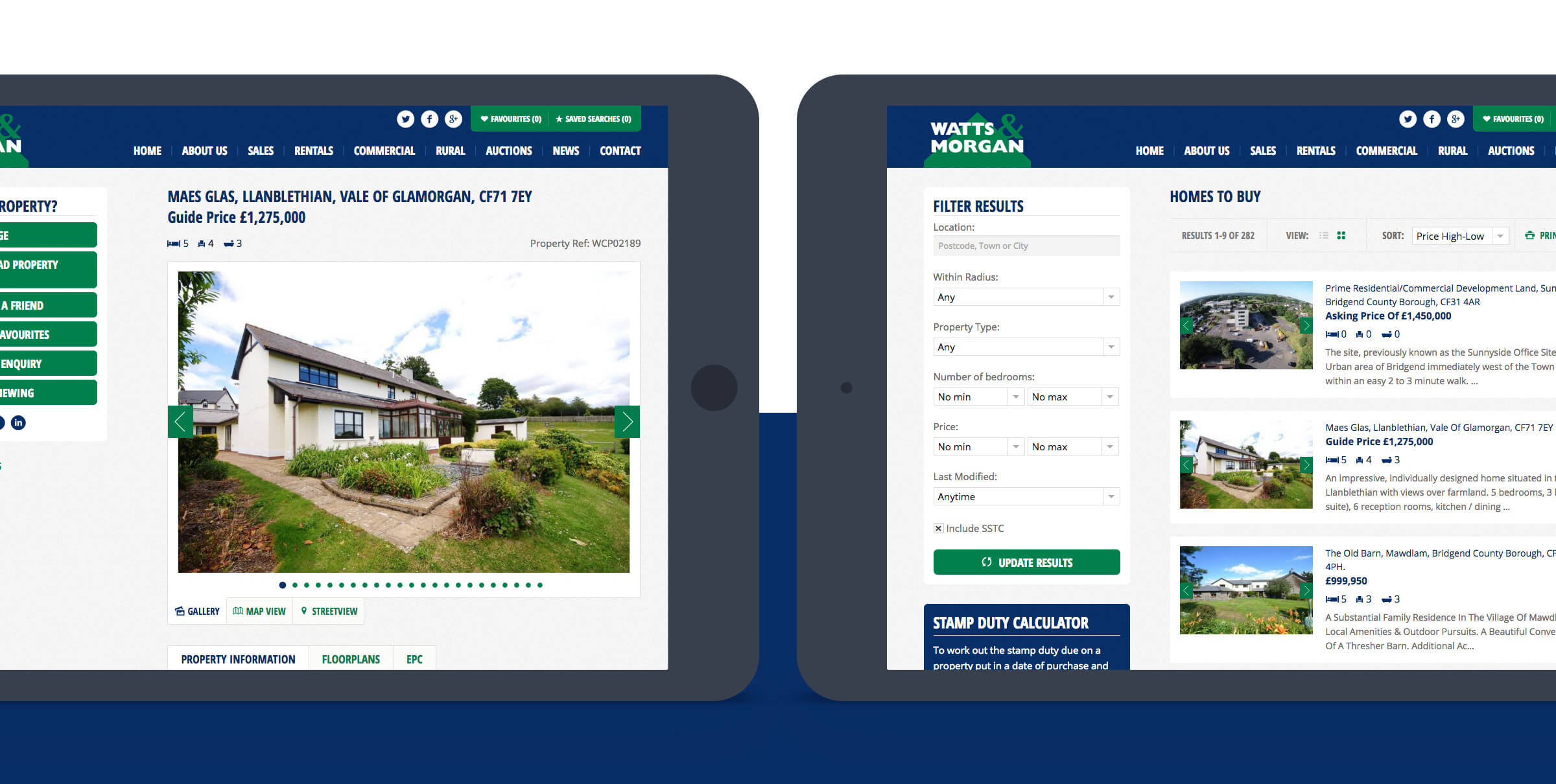 Watts and Morgan estate agents website design