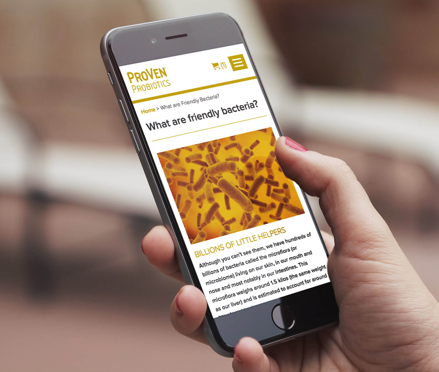 Proven Probiotics responsive website on a mobile