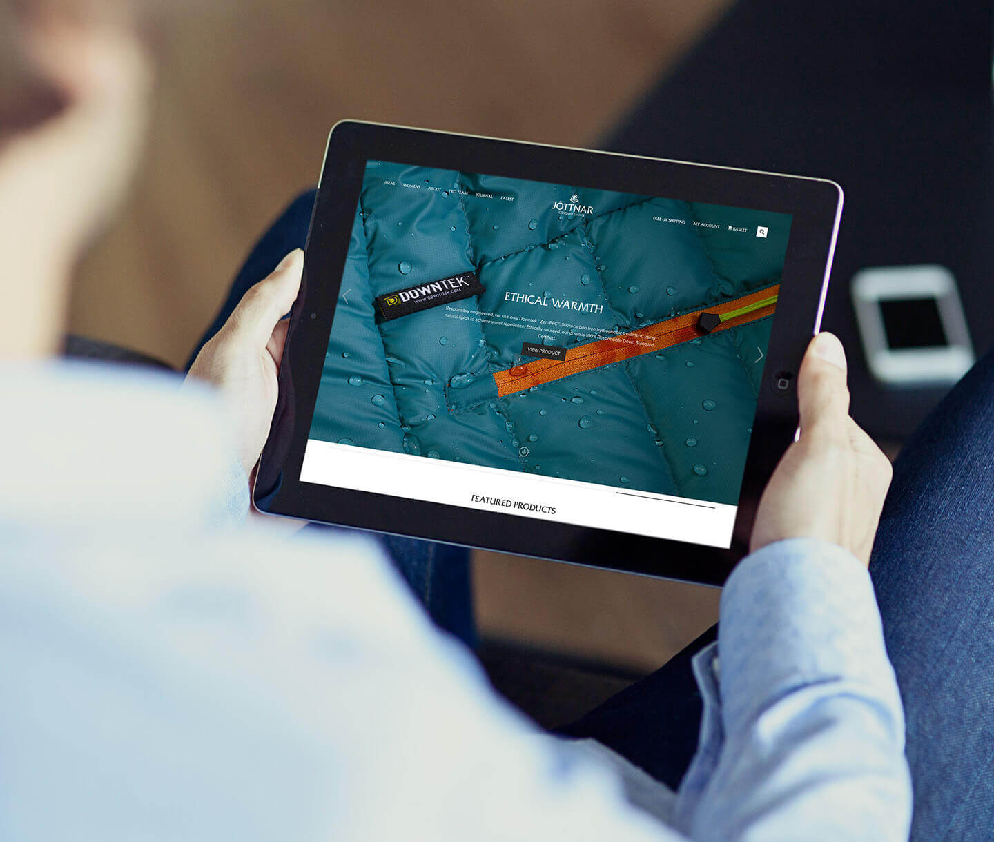 Jottnar homepage on tablet