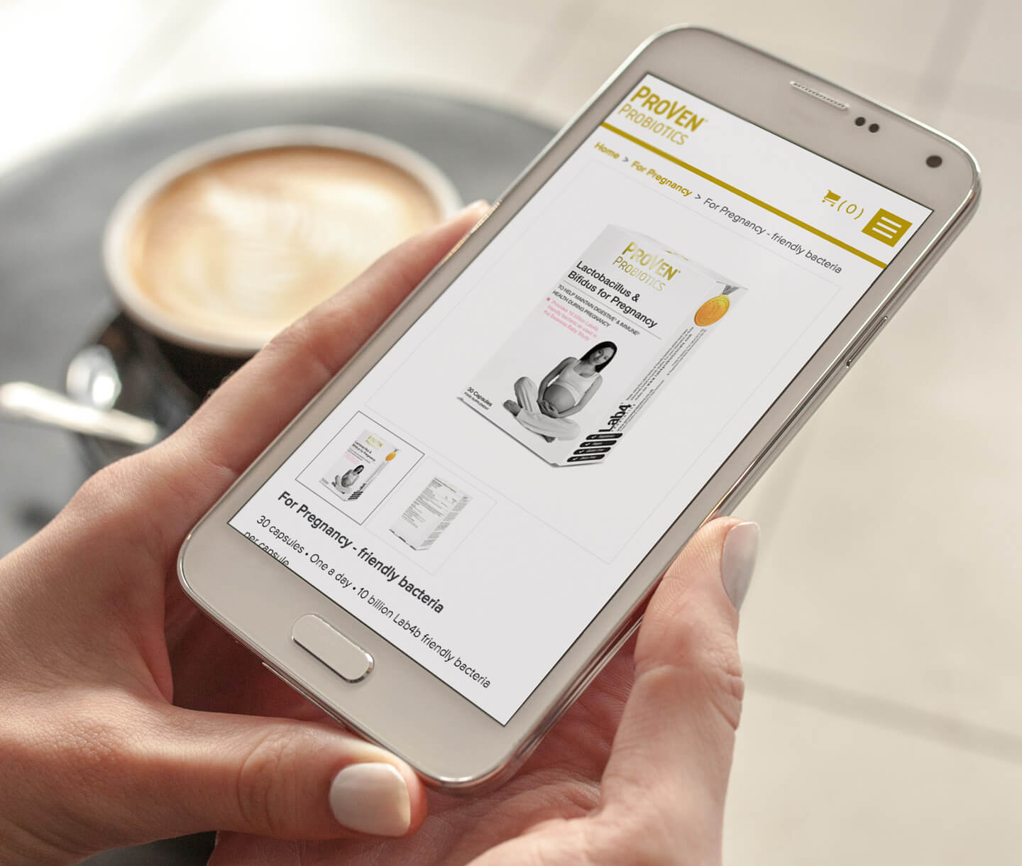 Proven Probiotics responsive website on a mobile