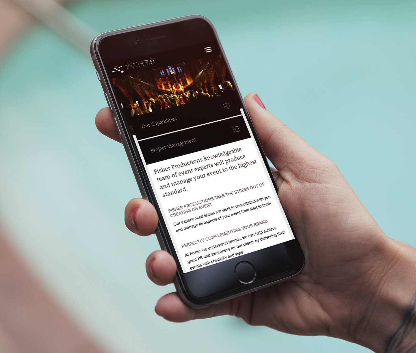 Fisher Productions on a mobile