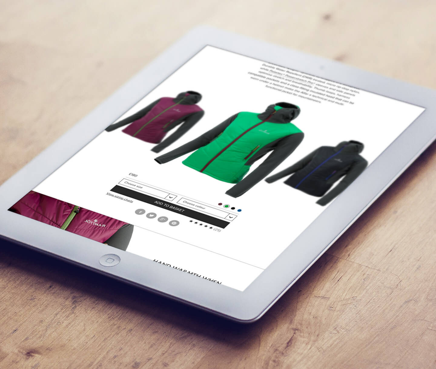 Jottnar shop on tablet