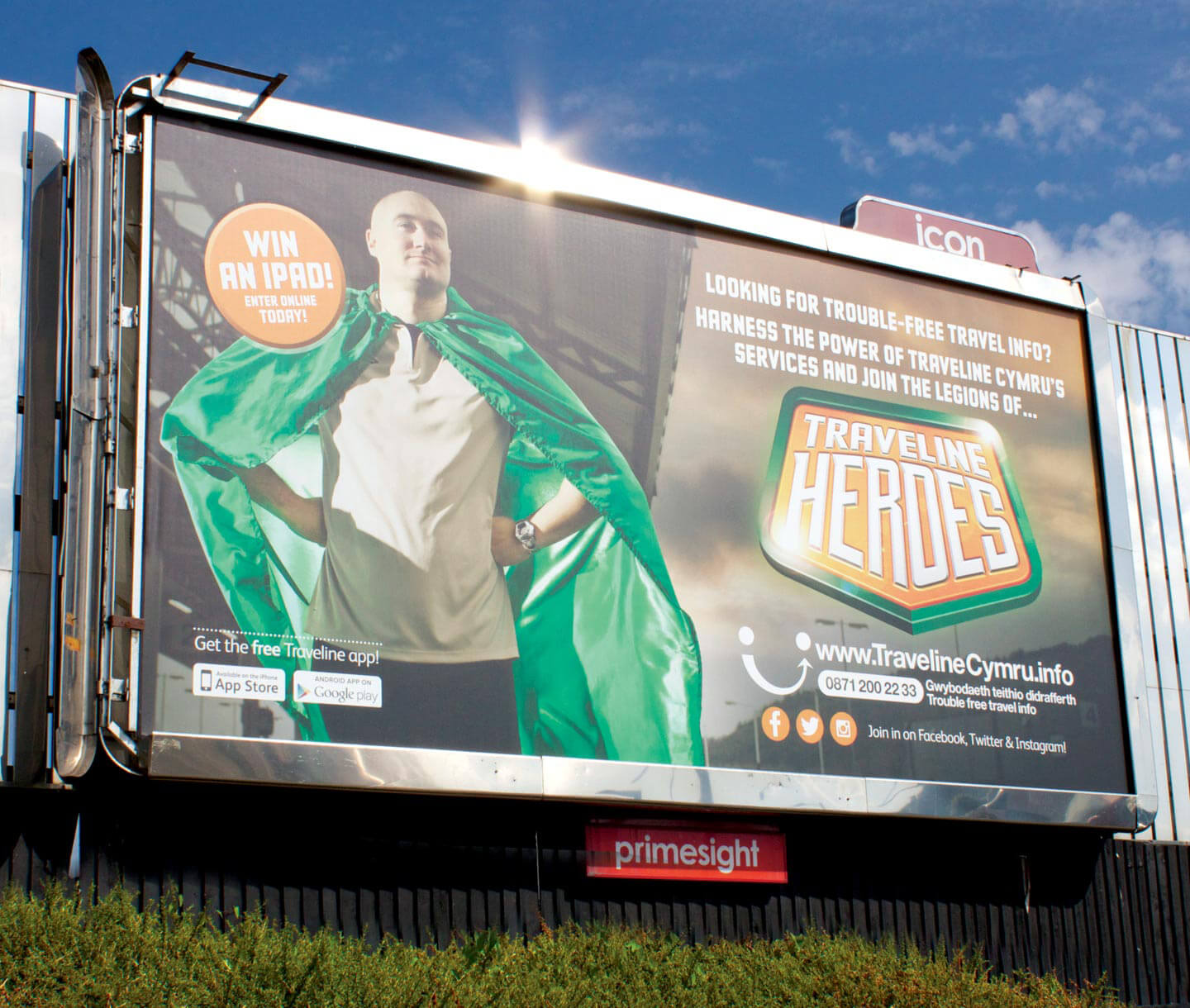Traveline heroes large billboard advertising cardiff